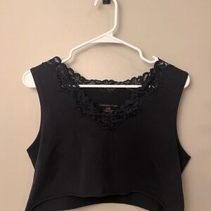 Black lace cropped tank top